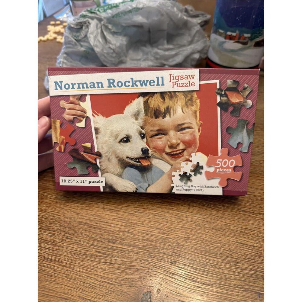 Norman Rockwell Jigsaw Puzzle 500 Piece “laughing Boy With Sandwich And Puppy”